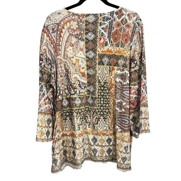 Chicos Patchwork Printed V Neck Size 3 - Picture 6 of 6